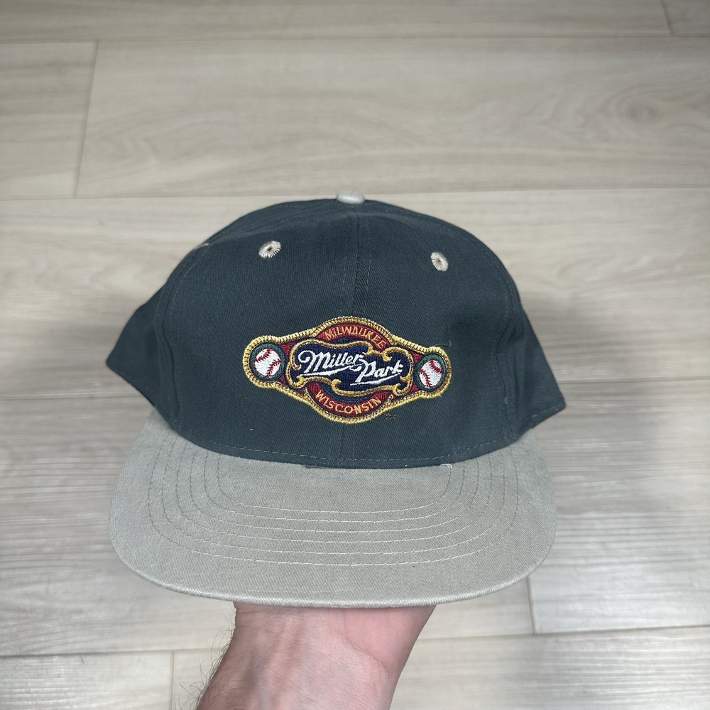 Milwaukee Brewers Miller Park Vintage 90s Snapback Hat MLB Green Cap Fantastic - Picture 2 of 8